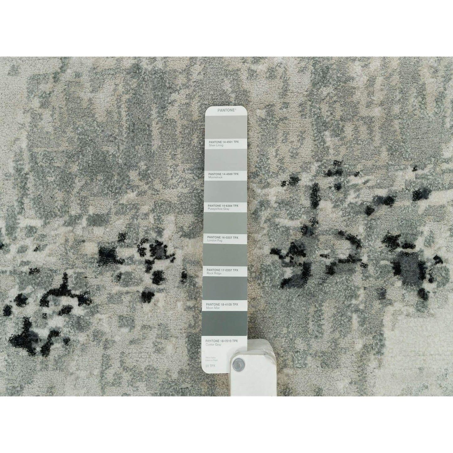 10'X10' Obsidian Black Hand Knotted Abstract Wool And Silk Round Rug