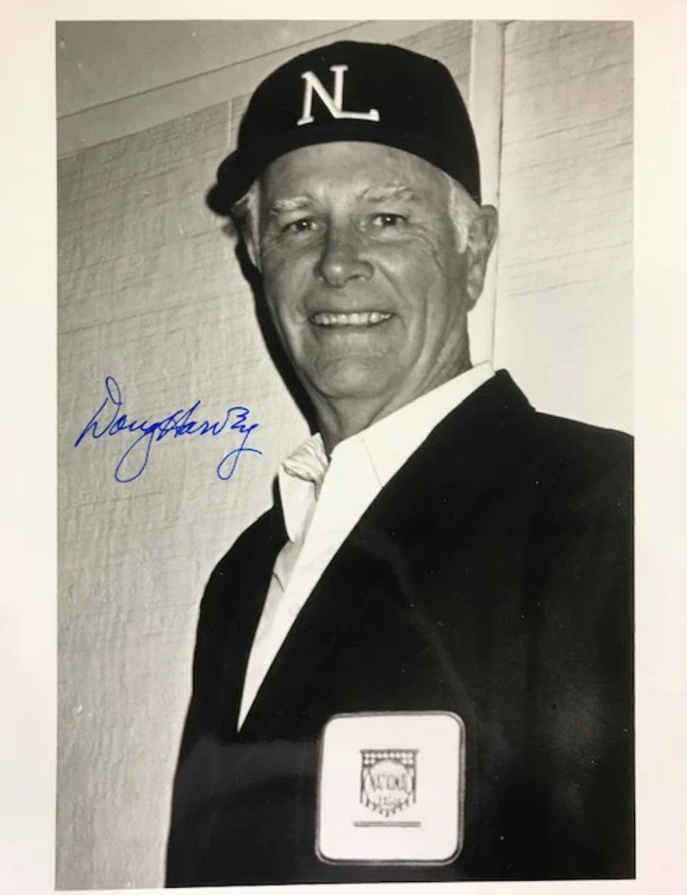 Doug Harvey Autographed 8X10 Black & White Baseball Photo
