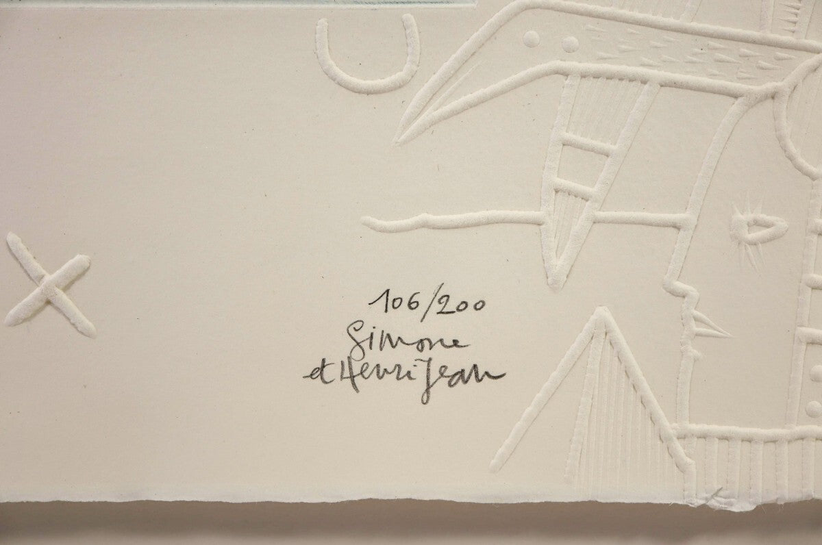 Simone & Henri Jean Etching With Embossing Limited 200 Hand-Signed Contemporary