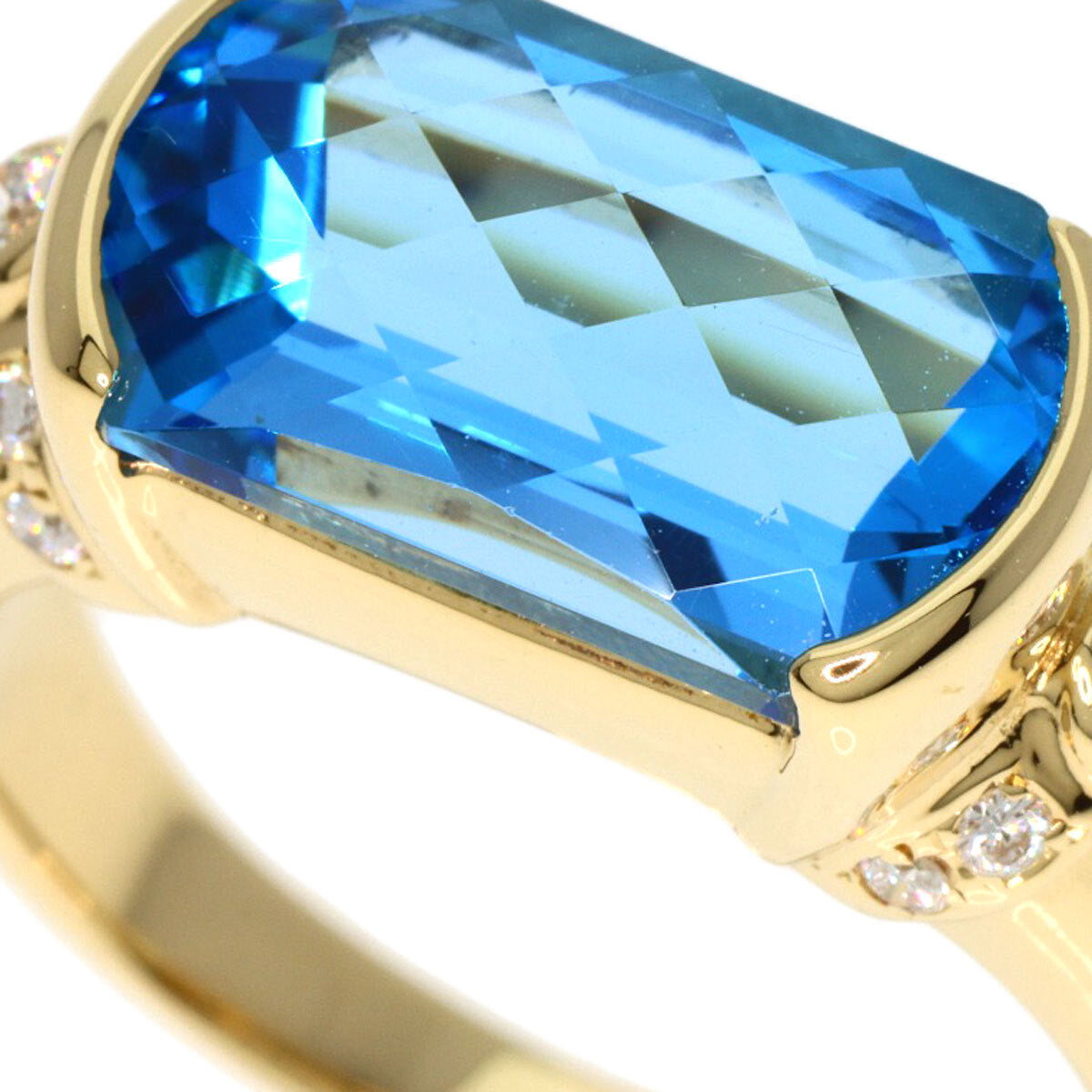 TASAKI Ring Blue Topaz Diamond K18 Yellow Gold