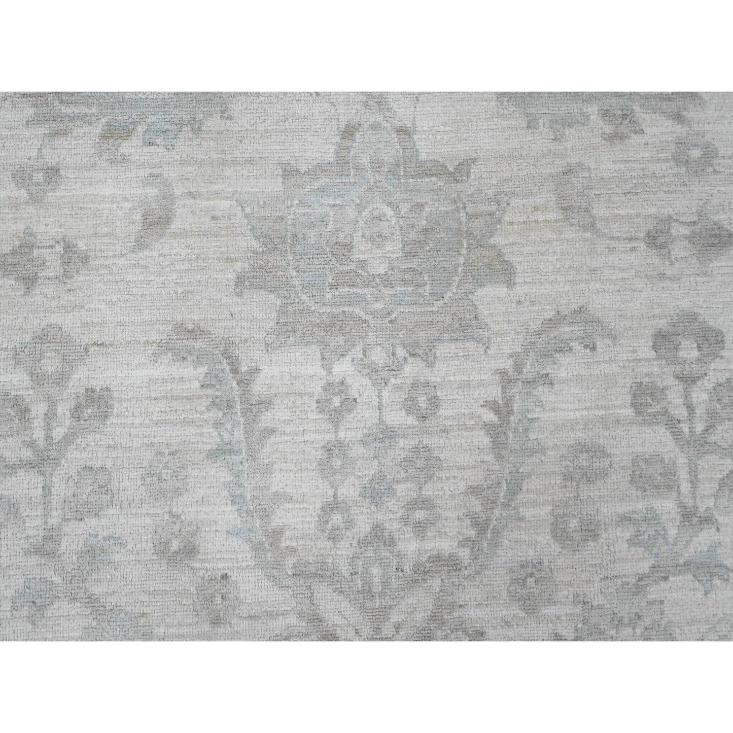 10'X13'8" Cotton White Washed Out Peshawar 100% Wool Hand Knotted Rug