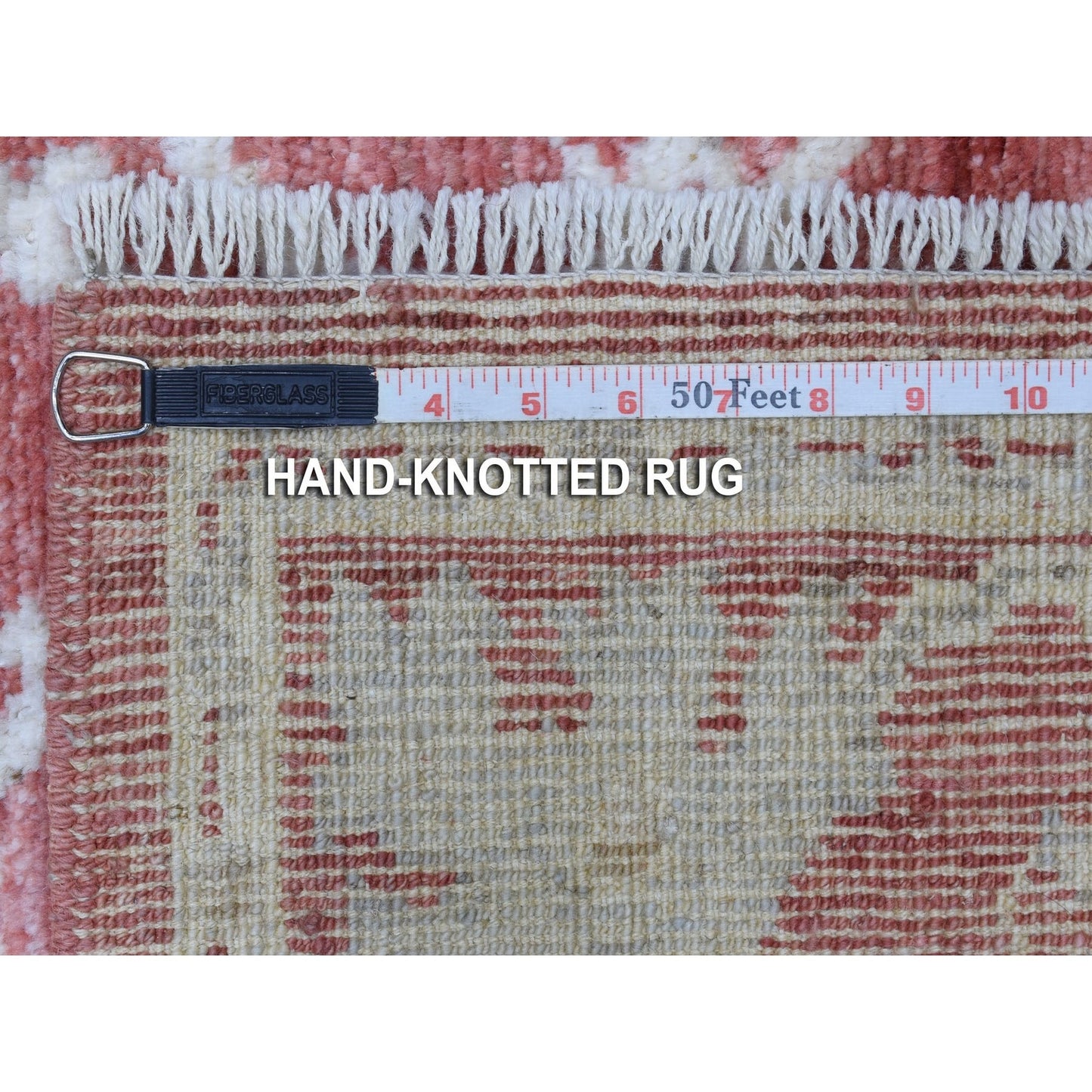 4'1"X6' Red Angora Oushak With Faded Out Colors Wool Hand Knotted Rug