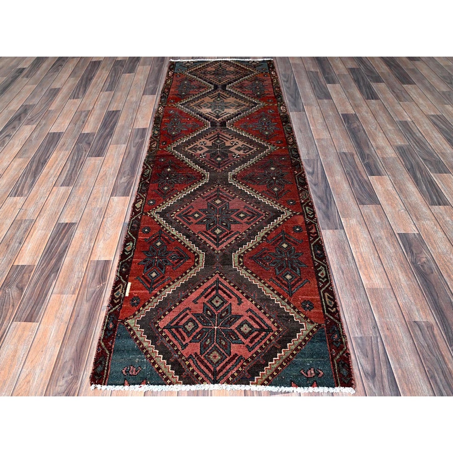 2'7"X7'7" Red Vintage Zoroastrian All Wool Hand Knotted Runner Oriental Rug