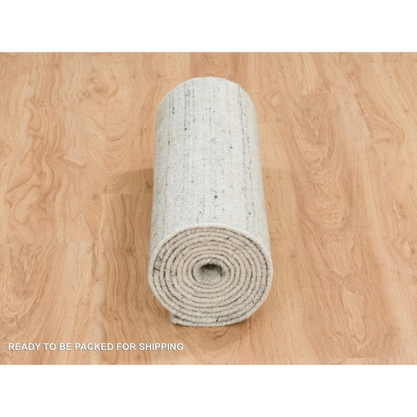 2'5"X12' Beige Modern Design Hand Loomed Natural Wool Runner Rug