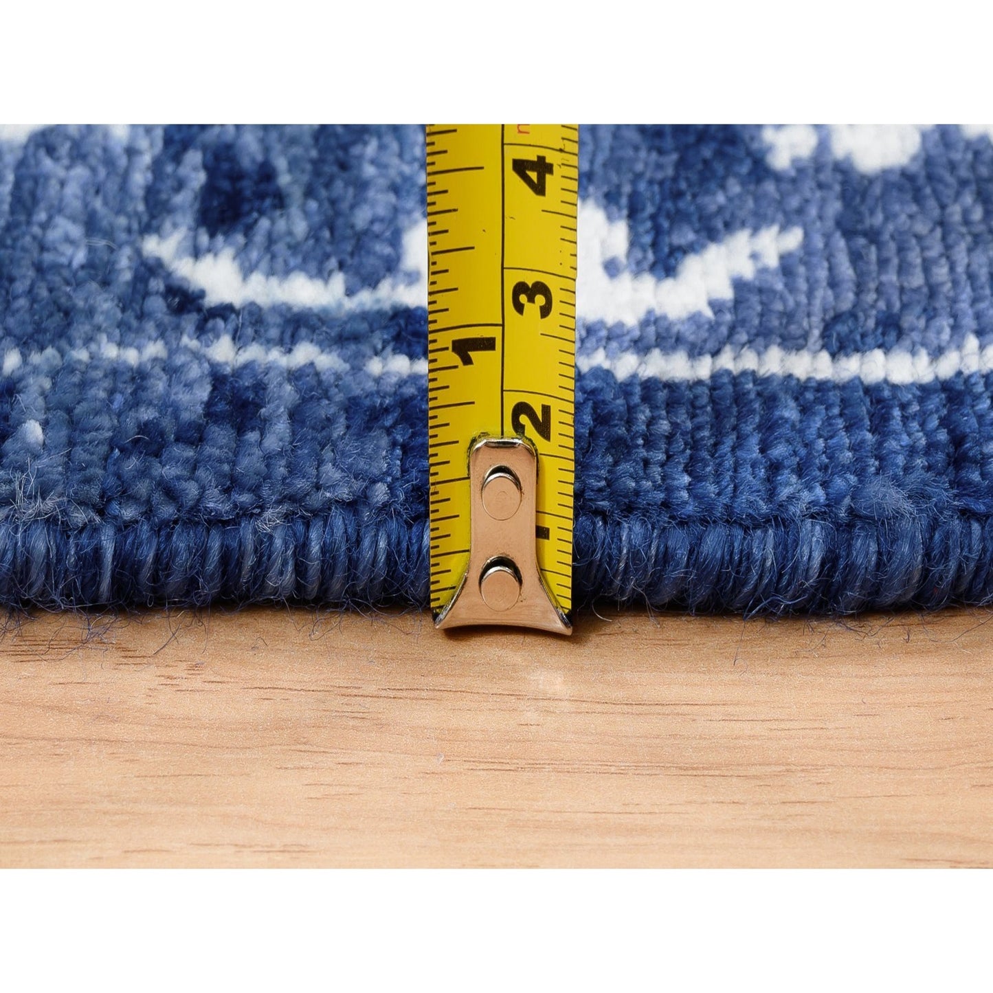 2'6"X23'10" Wool And Silk Blue Tebraz Hand Knotted Xl Runner Rug