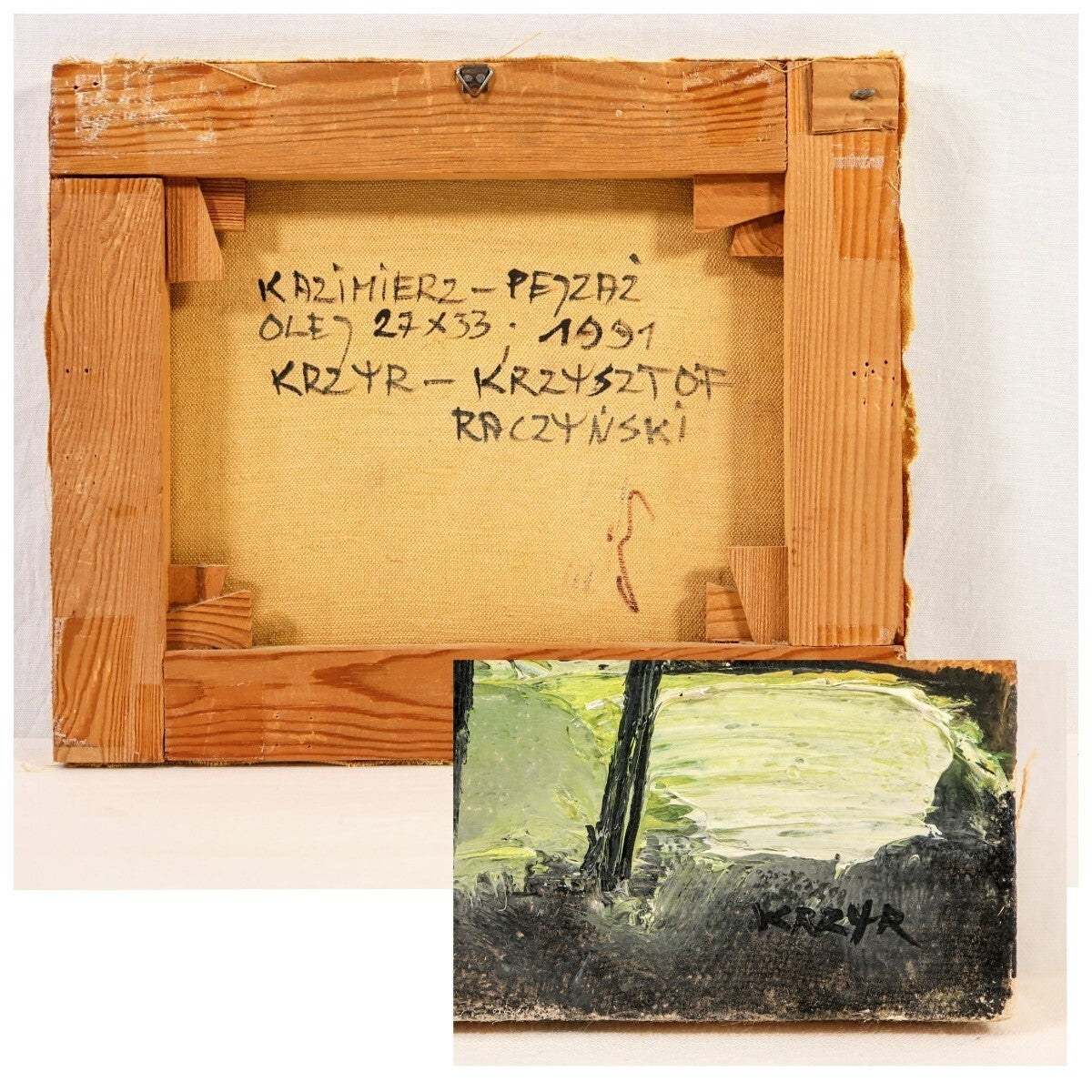 Krzysztof Raczynski Oil Painting Kazimierz Landscape Poland Signed 1991