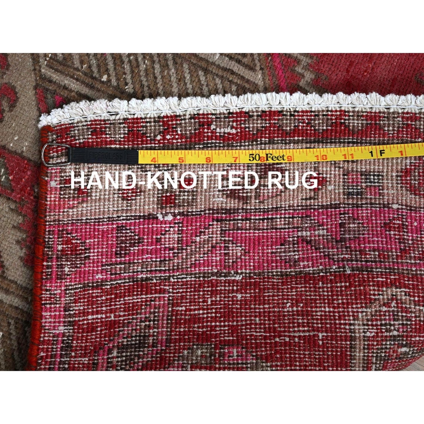 2'5"X11'10" Red Overdyed Vintage Zoroastrian Hand Knotted Wool Runner Rug