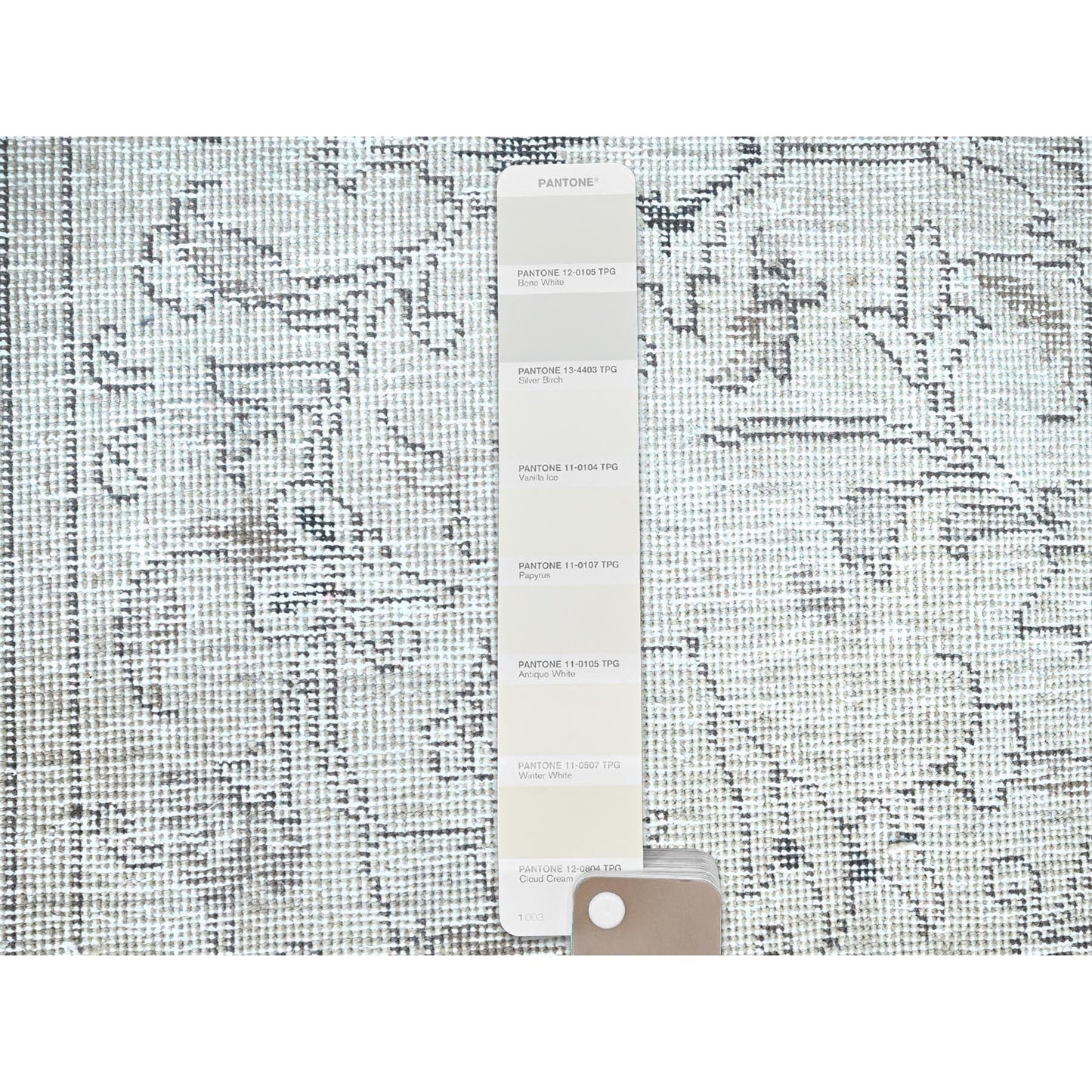 2'6"X10' White Fragment Old Tebraz Hand Knotted Worn Pure Wool Runner Rug