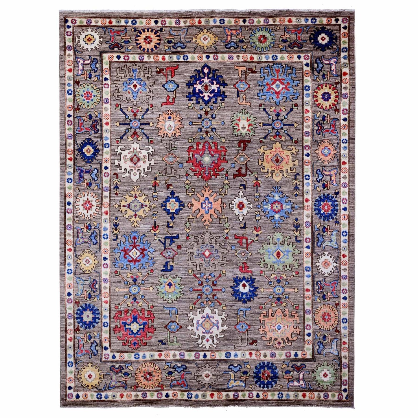8'10"X11'7" Perfect Gray Wool Foundation Angora Oushak Oriental Rug