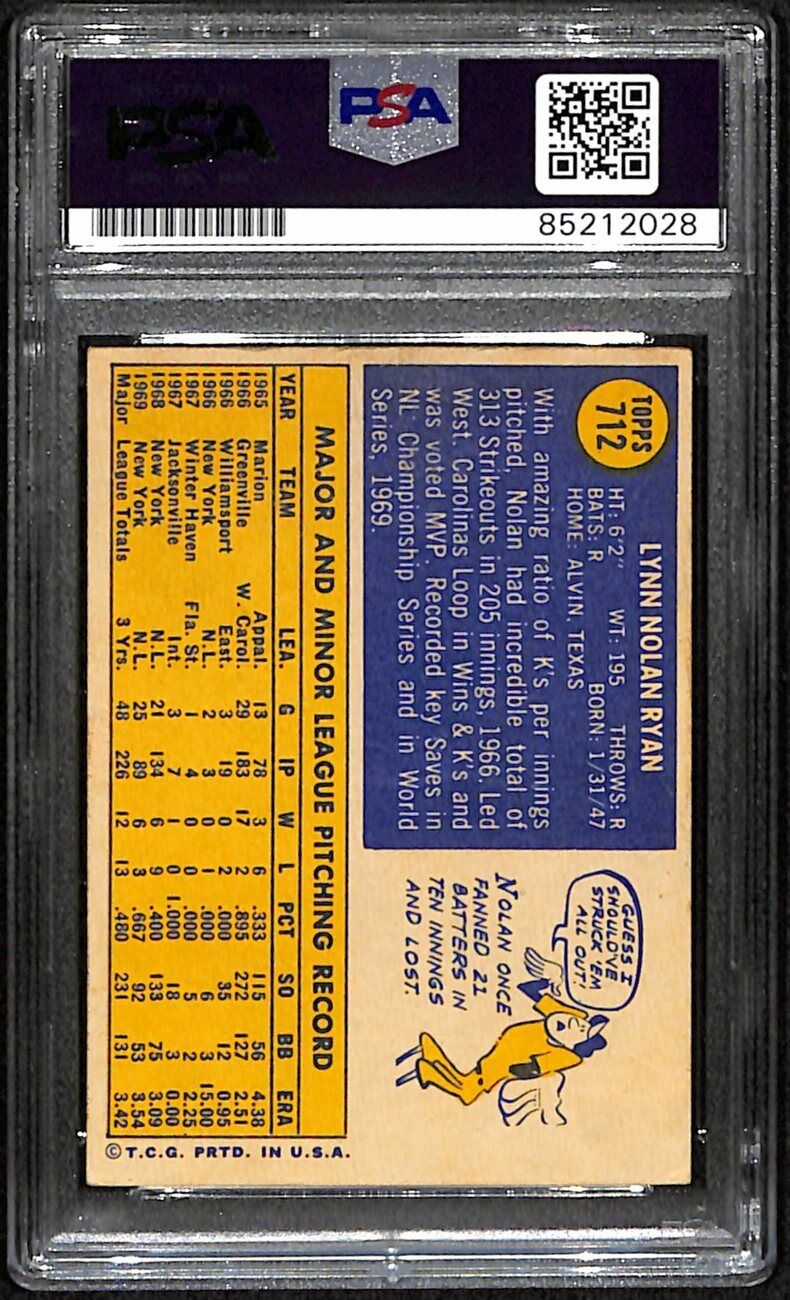 Nolan Ryan Hof Mets Signed/Autographed 1970 Topps