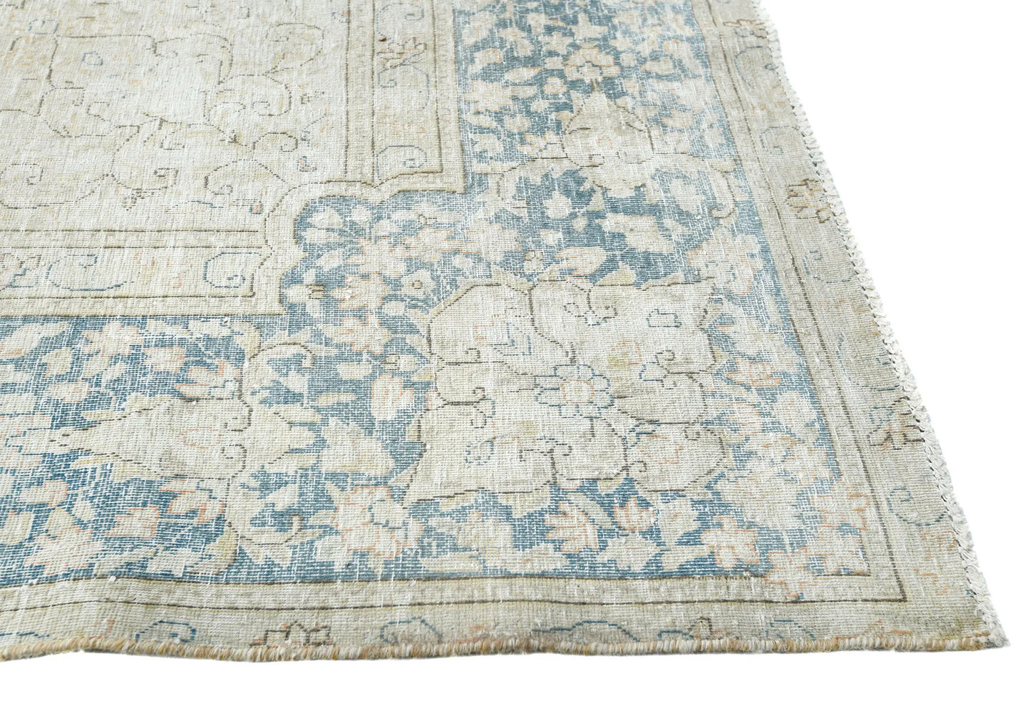 Semi-Antique Floral Distressed Oriental Rug 9X13