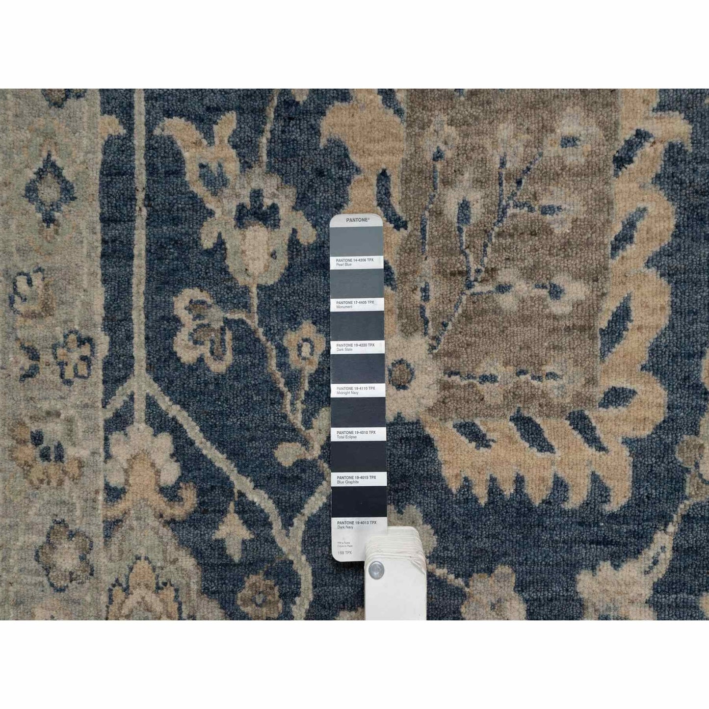 2'X3'1" Navy Blue Oushak Design Wool Hand Knotted Fragment Sample Rug