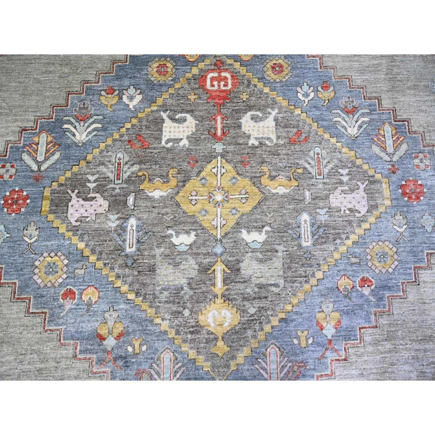 10'1"X14' Dark Gray Finer Peshawar Pure Wool Hand Knotted Oriental