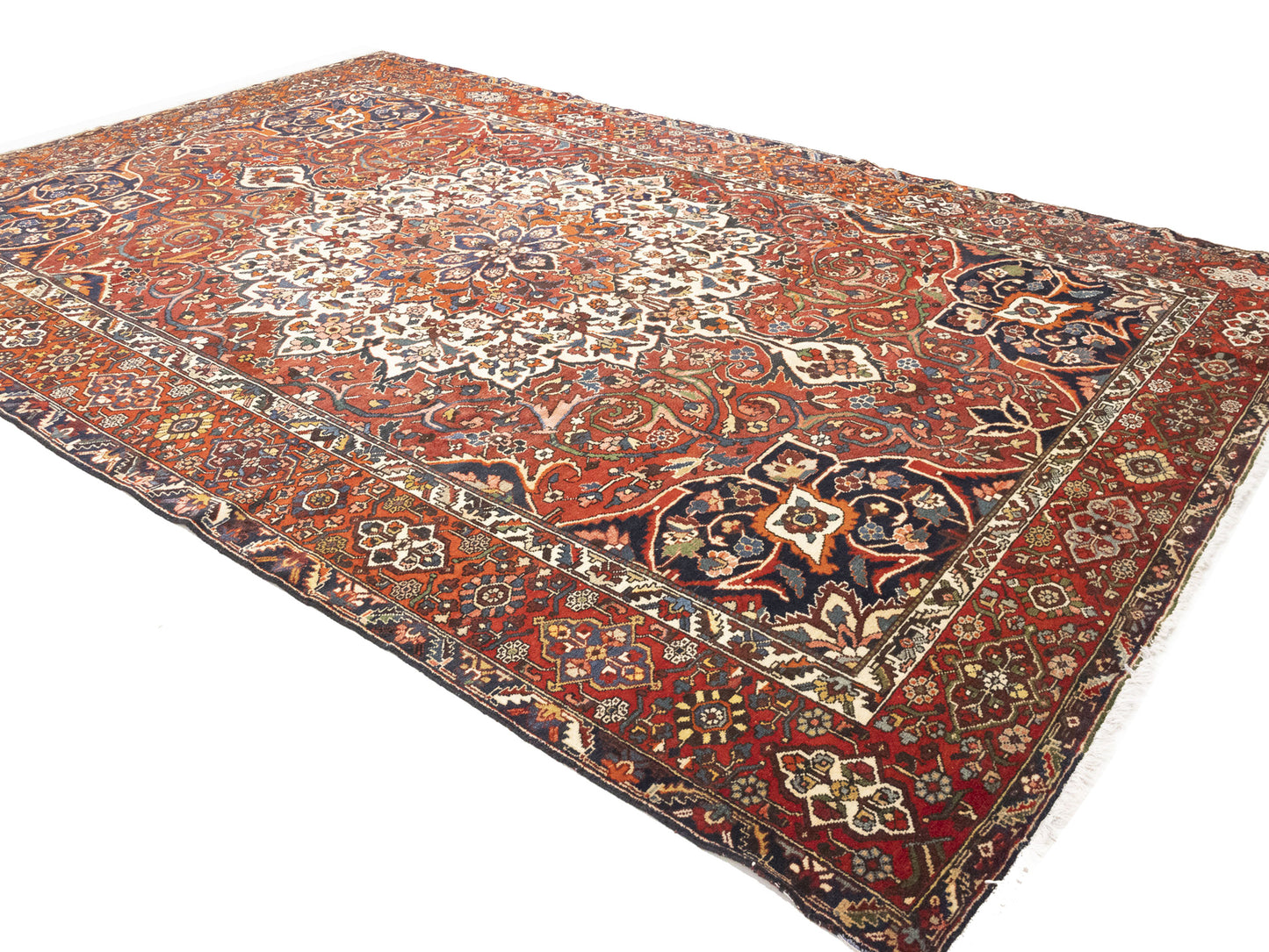 Vintage Red Floral Rug Extra-Large Handmade