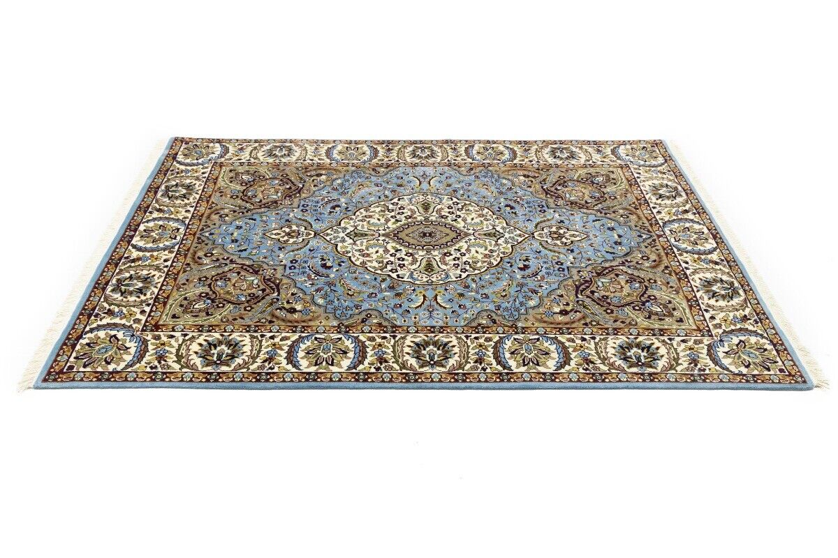 Hand-Knotted Kirman Oriental Rug 6X8 Ft Blue