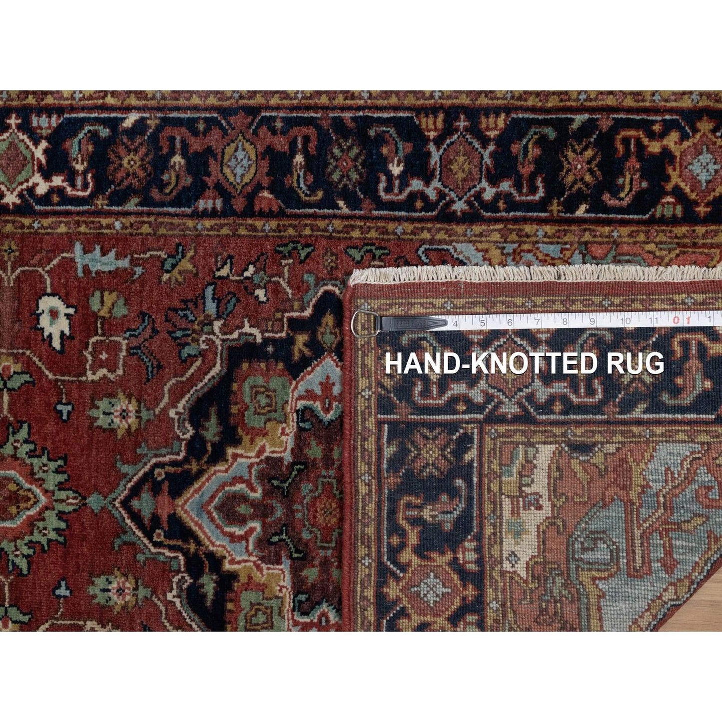 2'6"X6'2" Red Antiqued Heris Hand Knotted New Zealand Wool Runner Rug