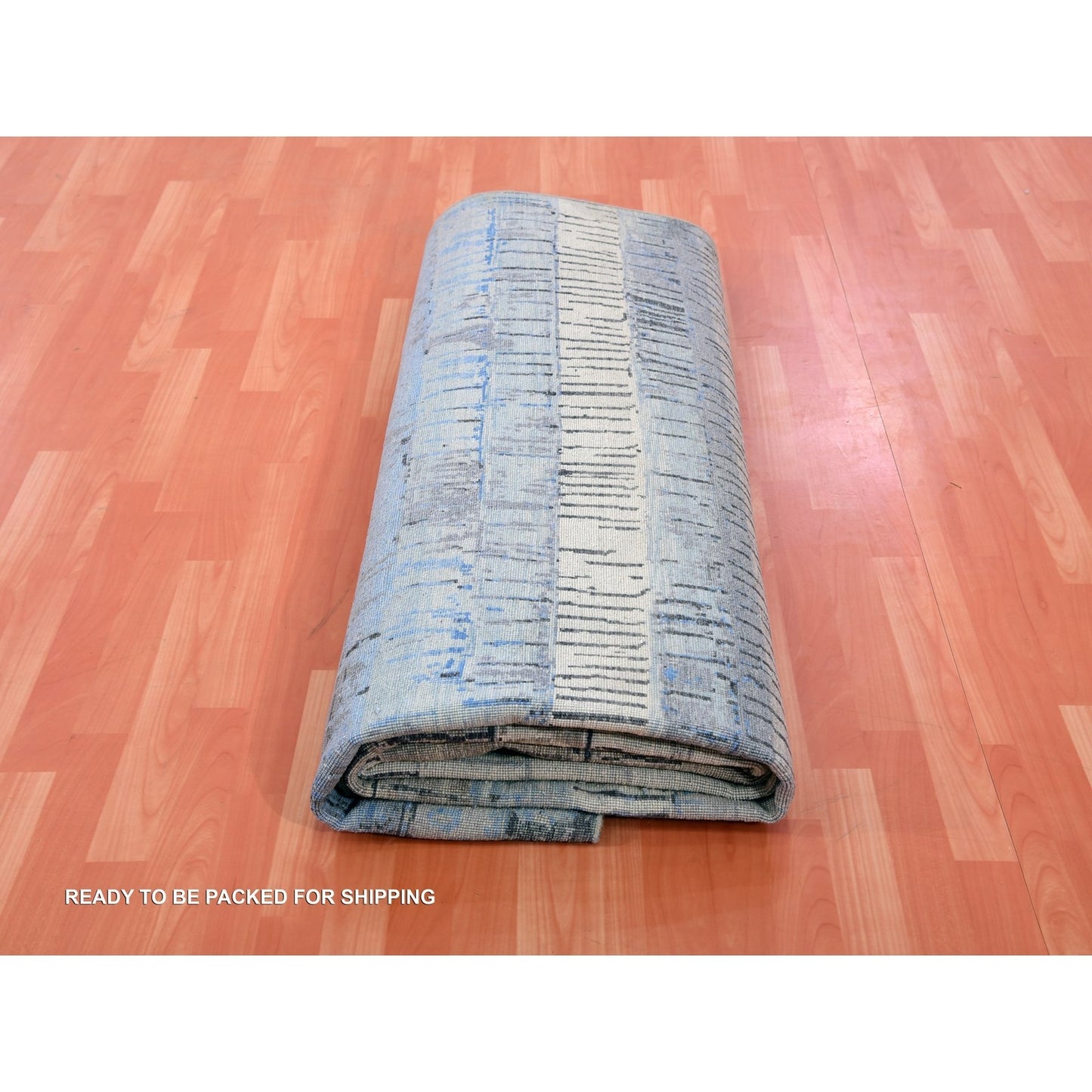 9'X12'5" Gray Brick Design Pure Wool Hand Knotted Oriental Rug