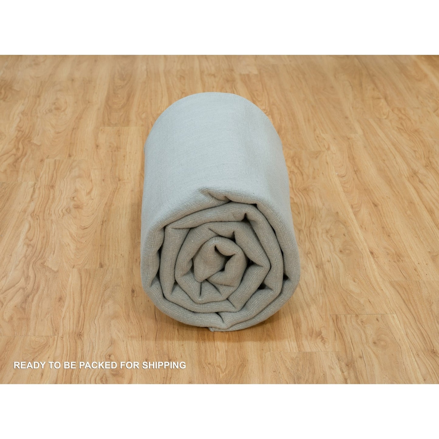 9'X11'10" Gray Loom Knotted Plain Wool And Plant Based Silk Oriental Rug