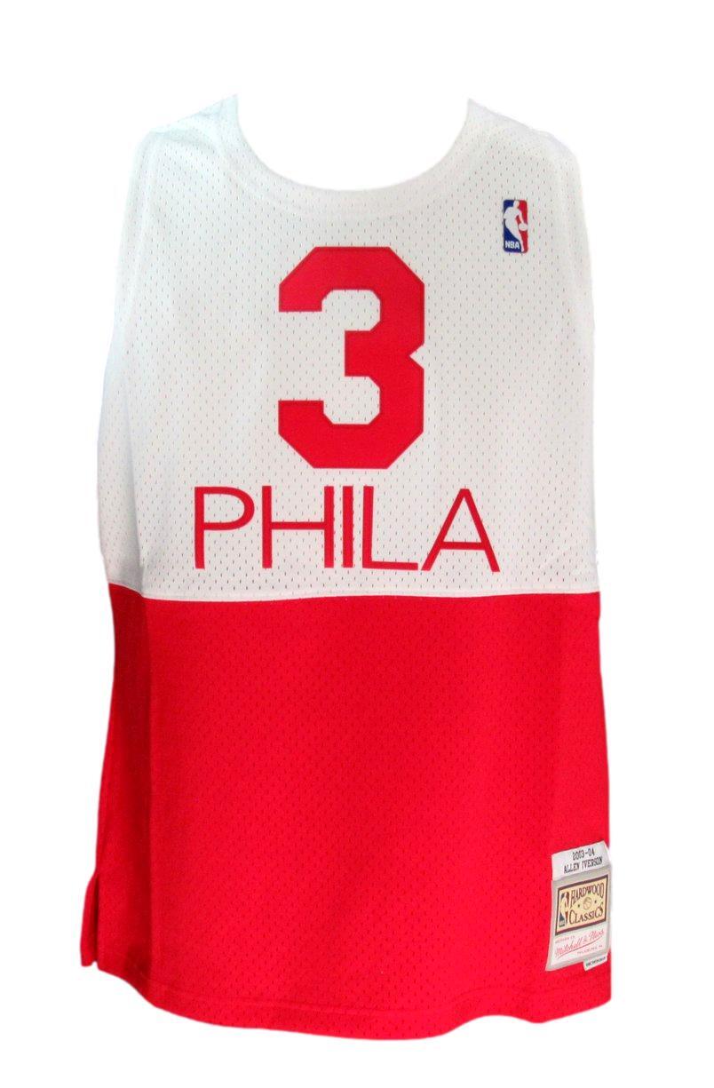 Allen Iverson Hof Autographed White/Red Mitchell