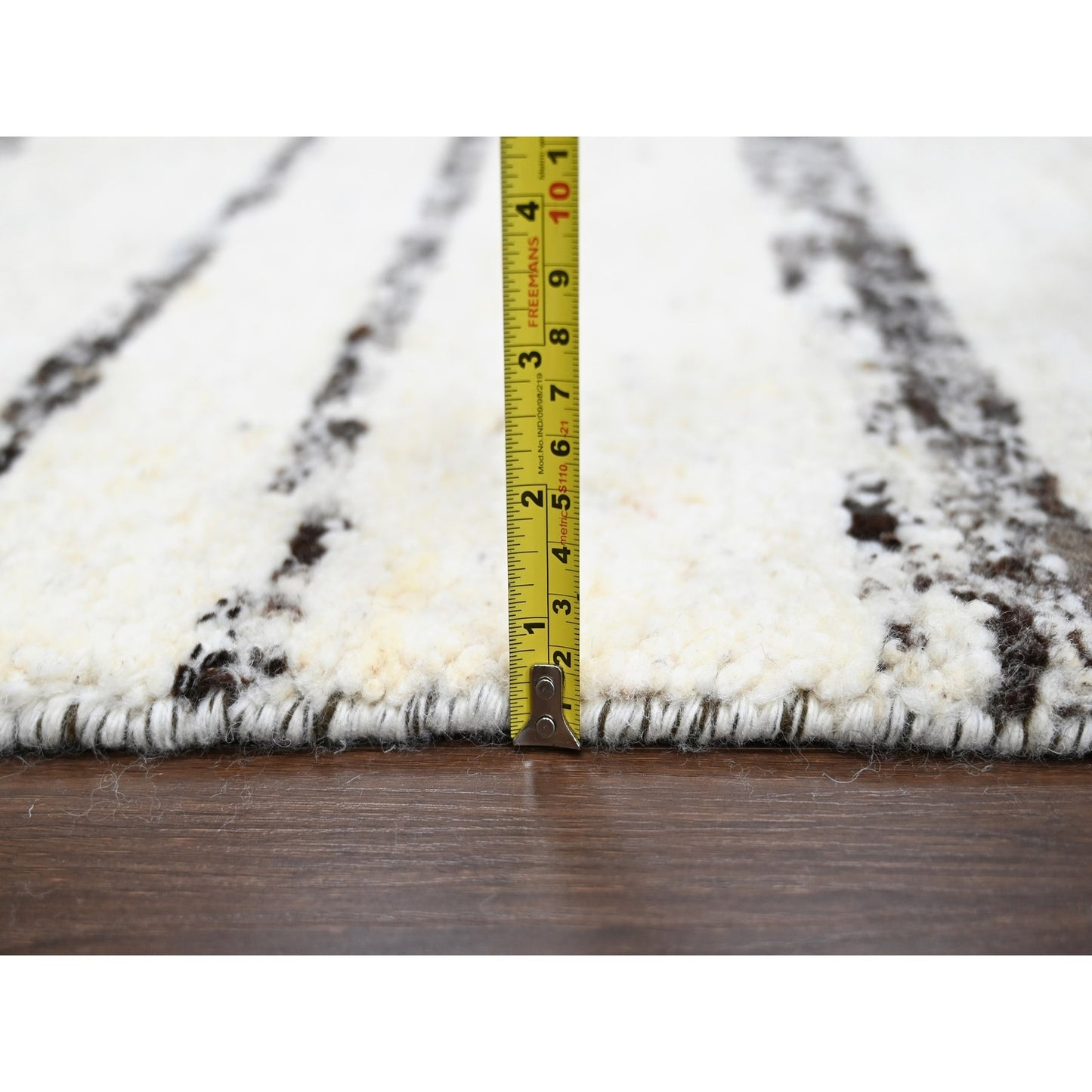 12'2"X14'9" Ivory Striae Design Wool Hand Knotted Oversized Oriental Rug