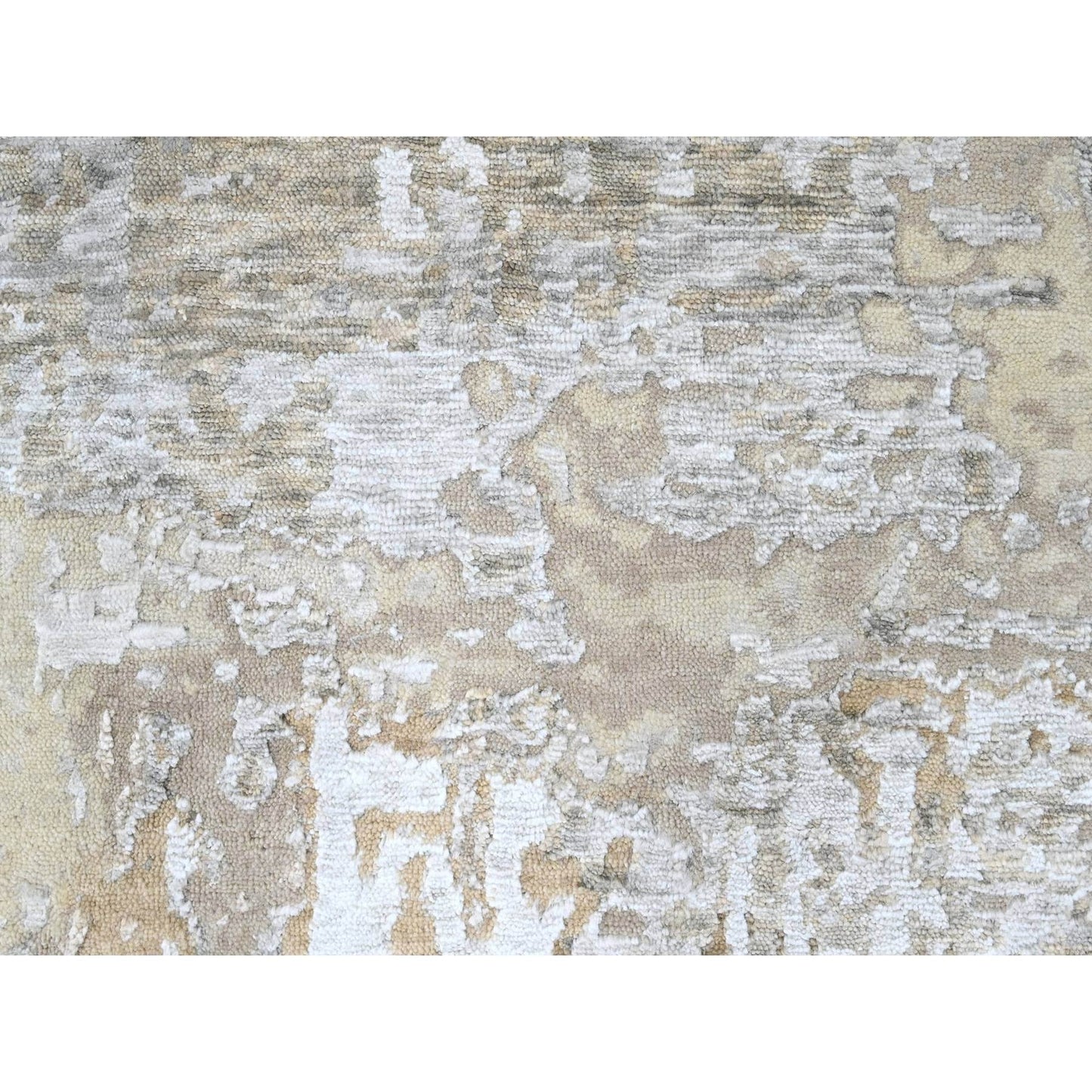 10'X13'10" Gray Soft Abstract Design Wool & Silk Hand Knotted Modern Rug