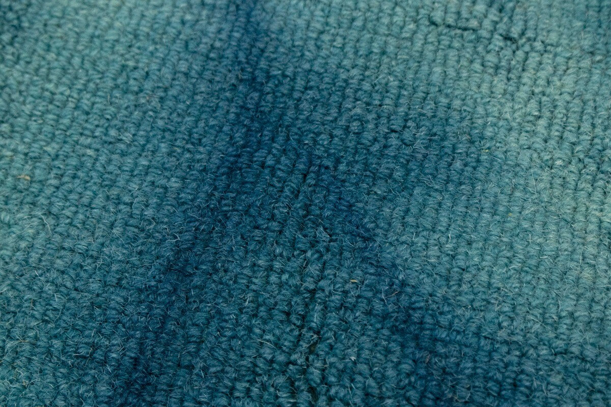 Hand-Tufted Ocean Blue Tie-Dye Wool Rug Modern