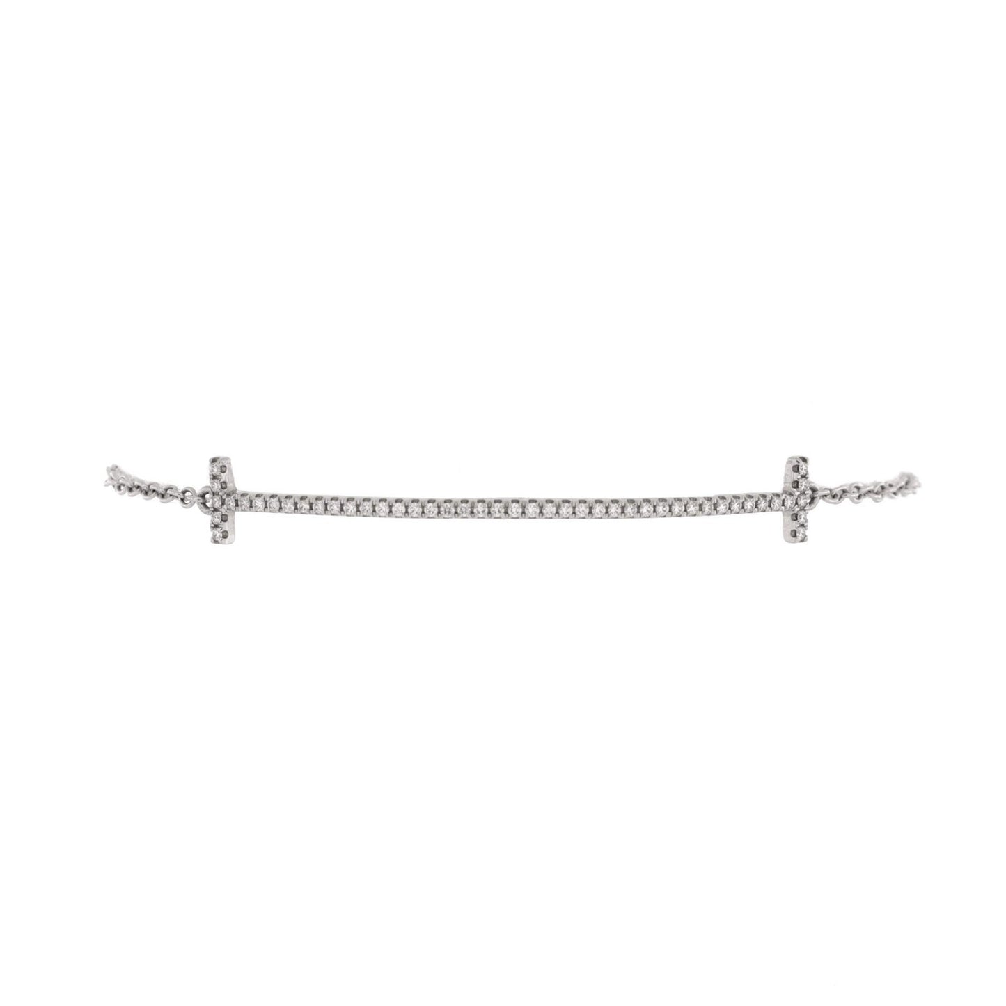 Tiffany & Co. T Smile Chain Bracelet 18K White Gold With Diamonds Medium