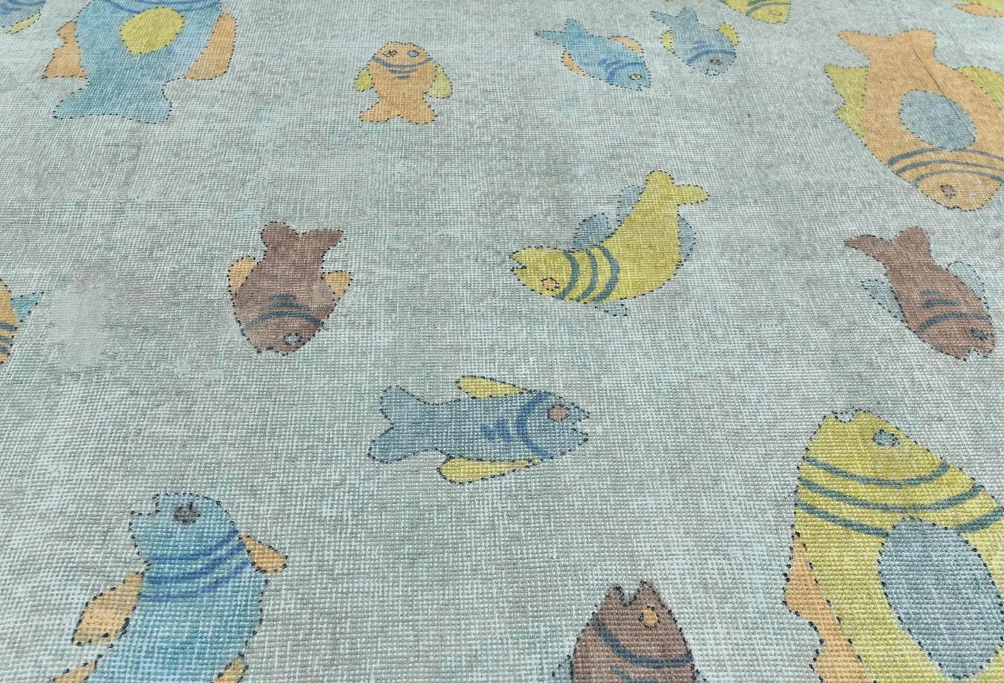 Distressed Vintage Antique Oriental Rug Beige
