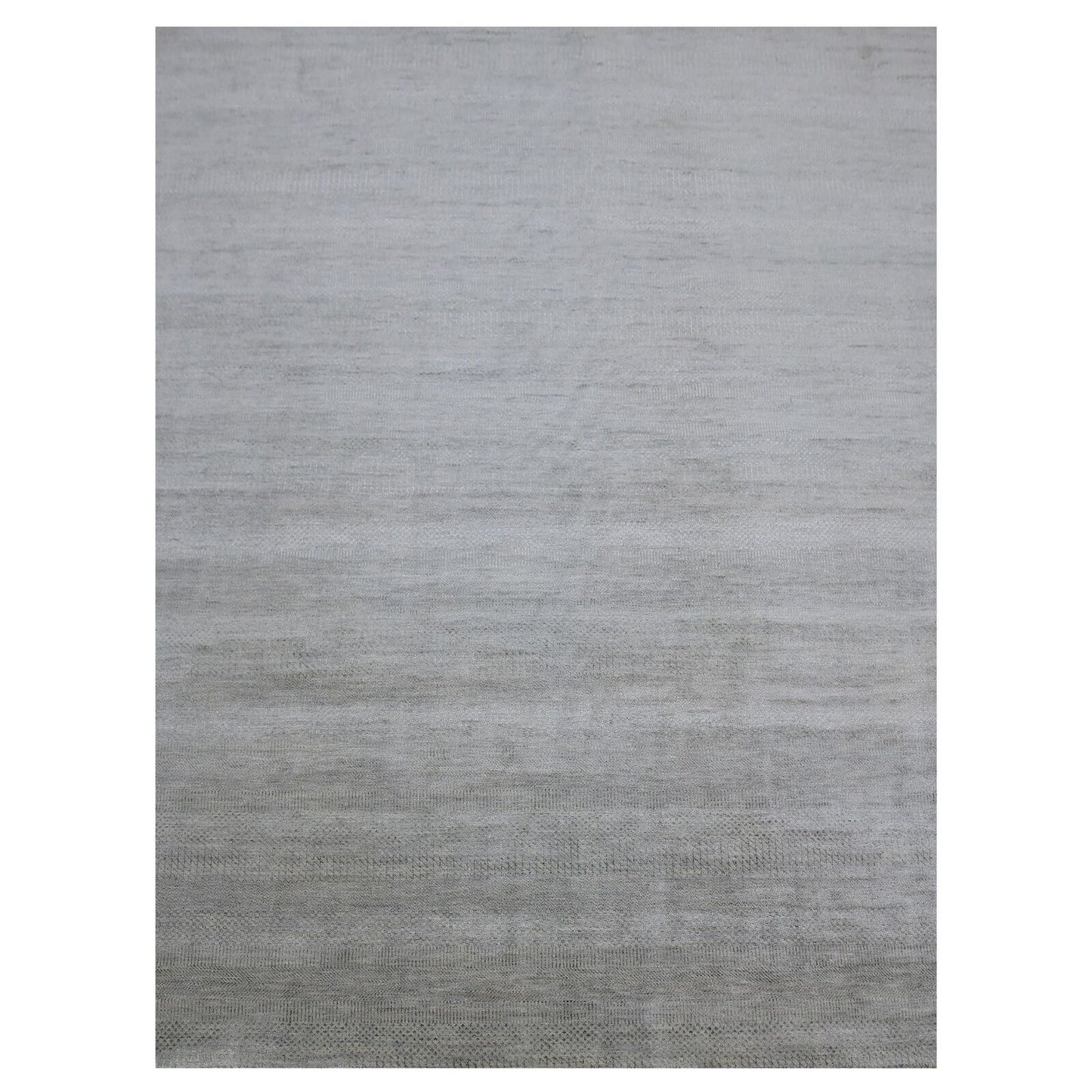 9'X12'2" Metal Gray Hand Knotted Pure Wool Grass Design Oriental Rug