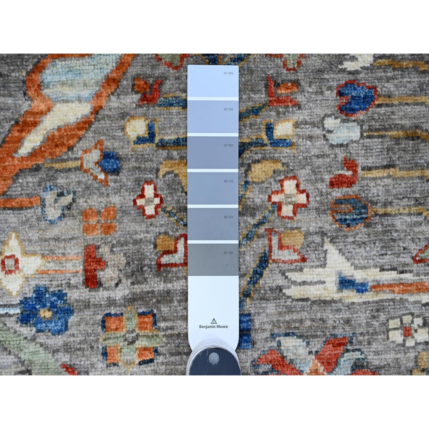 9'X12' Gray Peshawar With Bijar Garus Design Hand Knotted Pure Wool Rug