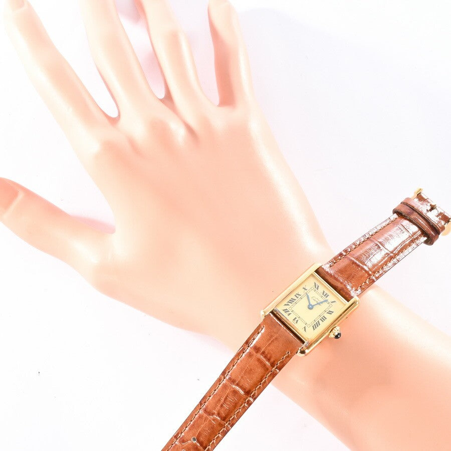 Cartier Mast Tank Sm W1003154 Ivory Ladies Used Watch #6109