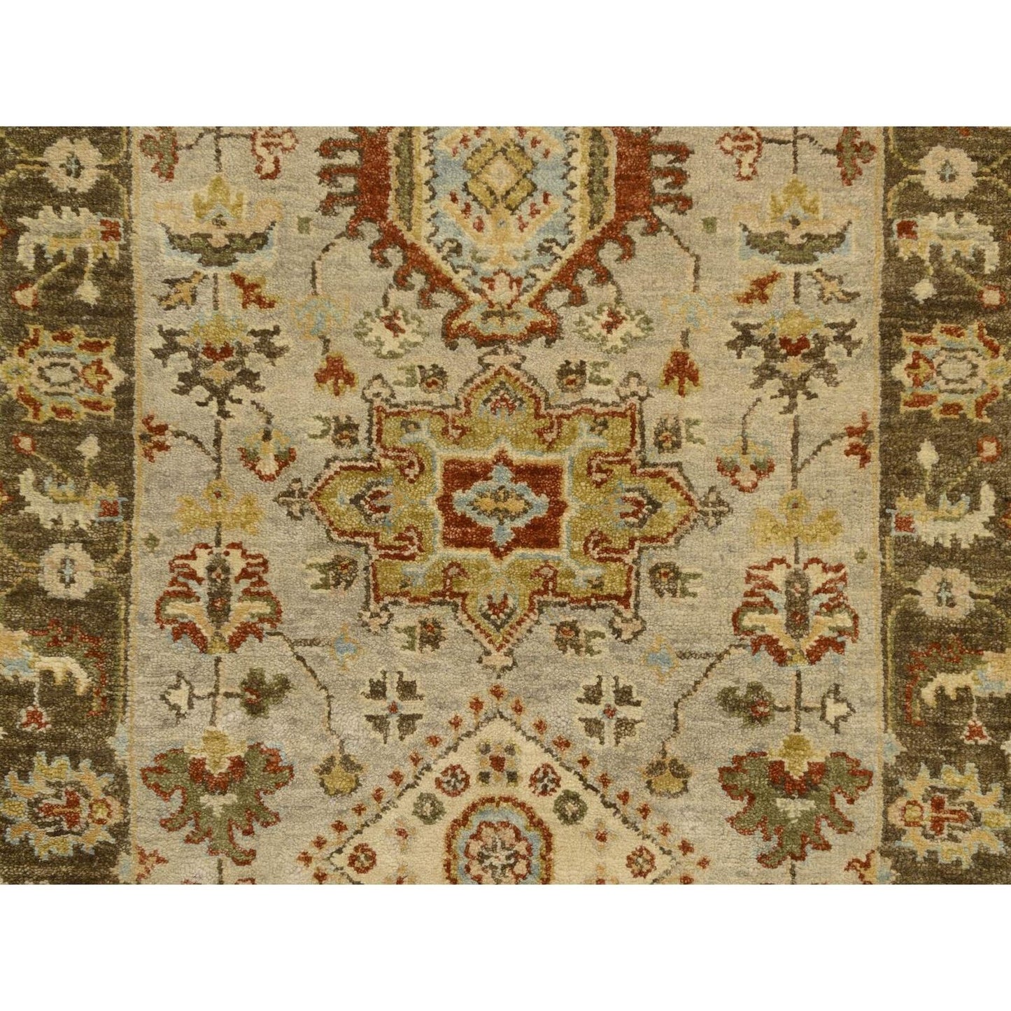 2'6"X21'10" Light Gray Medallions Hand Knotted Karjihooz Wool Runner Rug