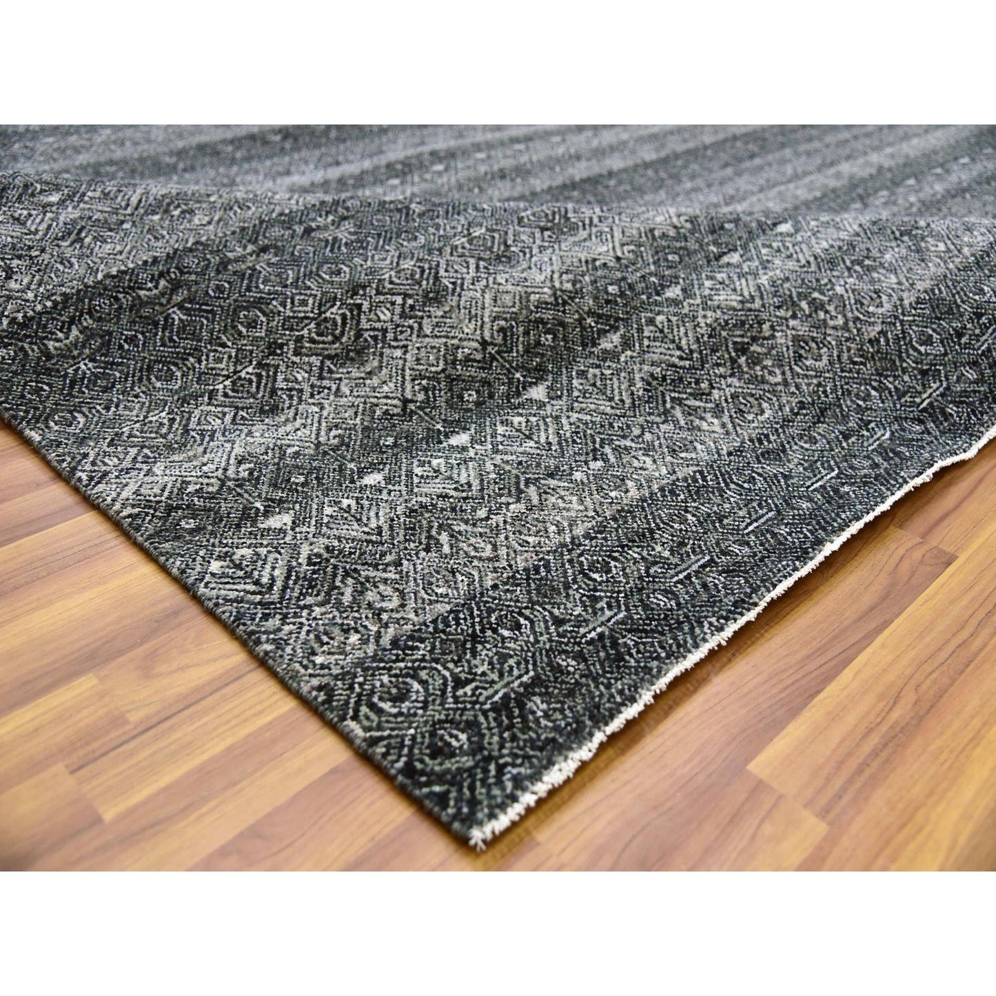 10'X13'10" Gray Hand Knotted Kohinoor Herrita Design 100% Plush Wool Rug