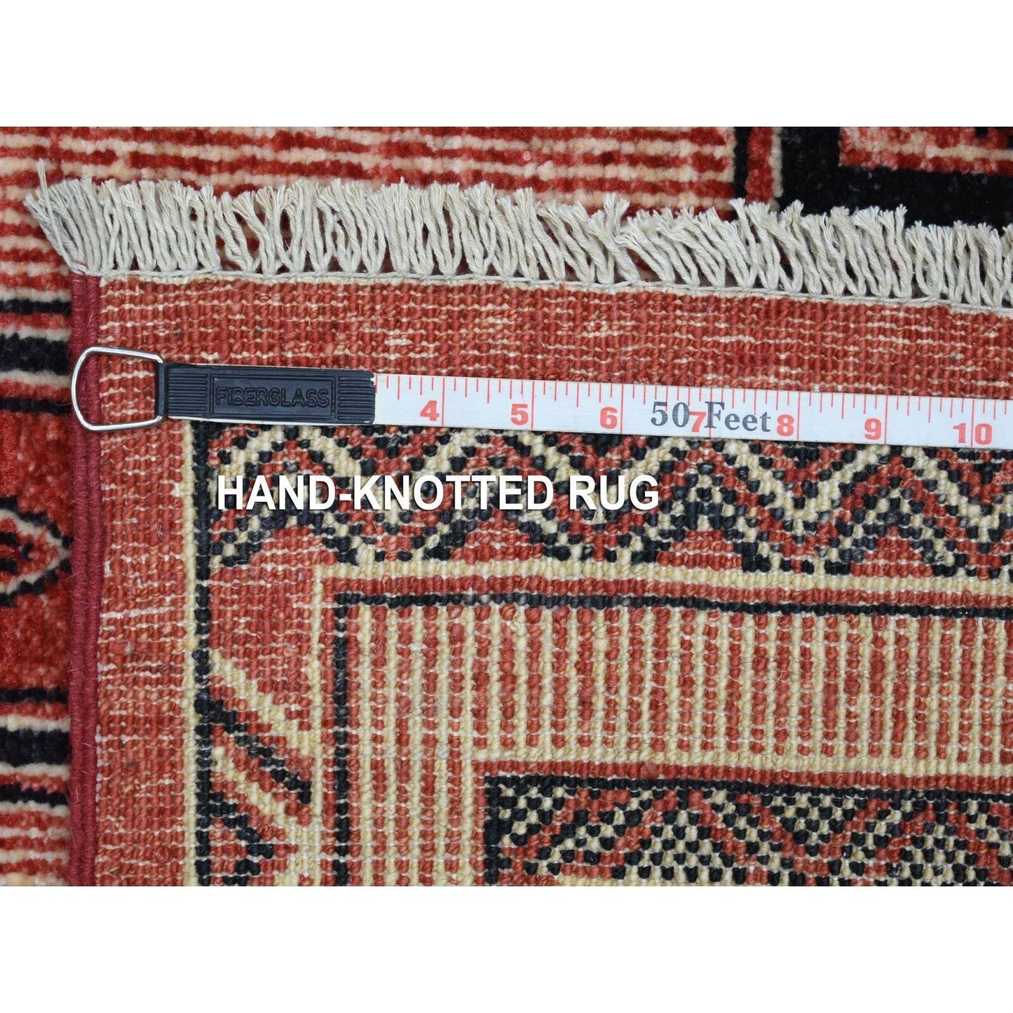 5'10"X8'10" Red Peshawar Berber Motifs Pop Of Color Wool Hand Knotted Rug