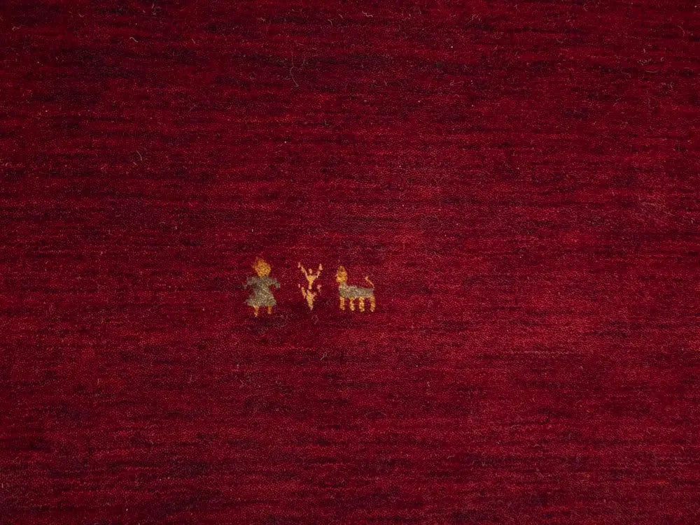 Maroon Red Gabbeh Modern Rug Pictorial Wool Home