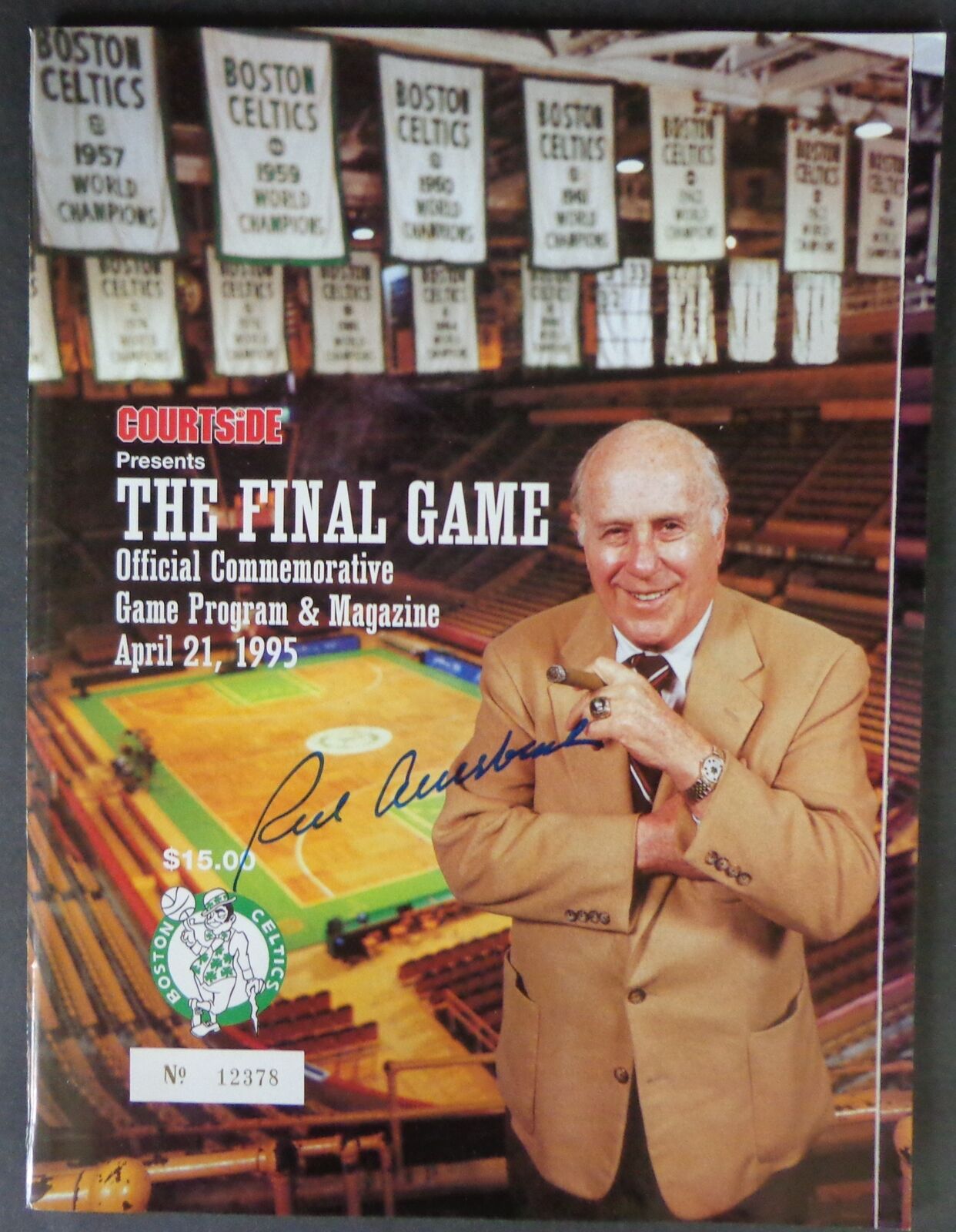 Red Auerbach Hof Signed 1995 Program Final Game