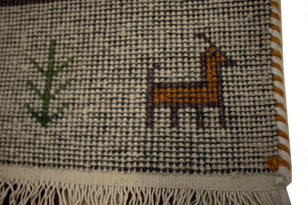 Handmade Indo-Gabbeh Tribal Design Wool Oriental