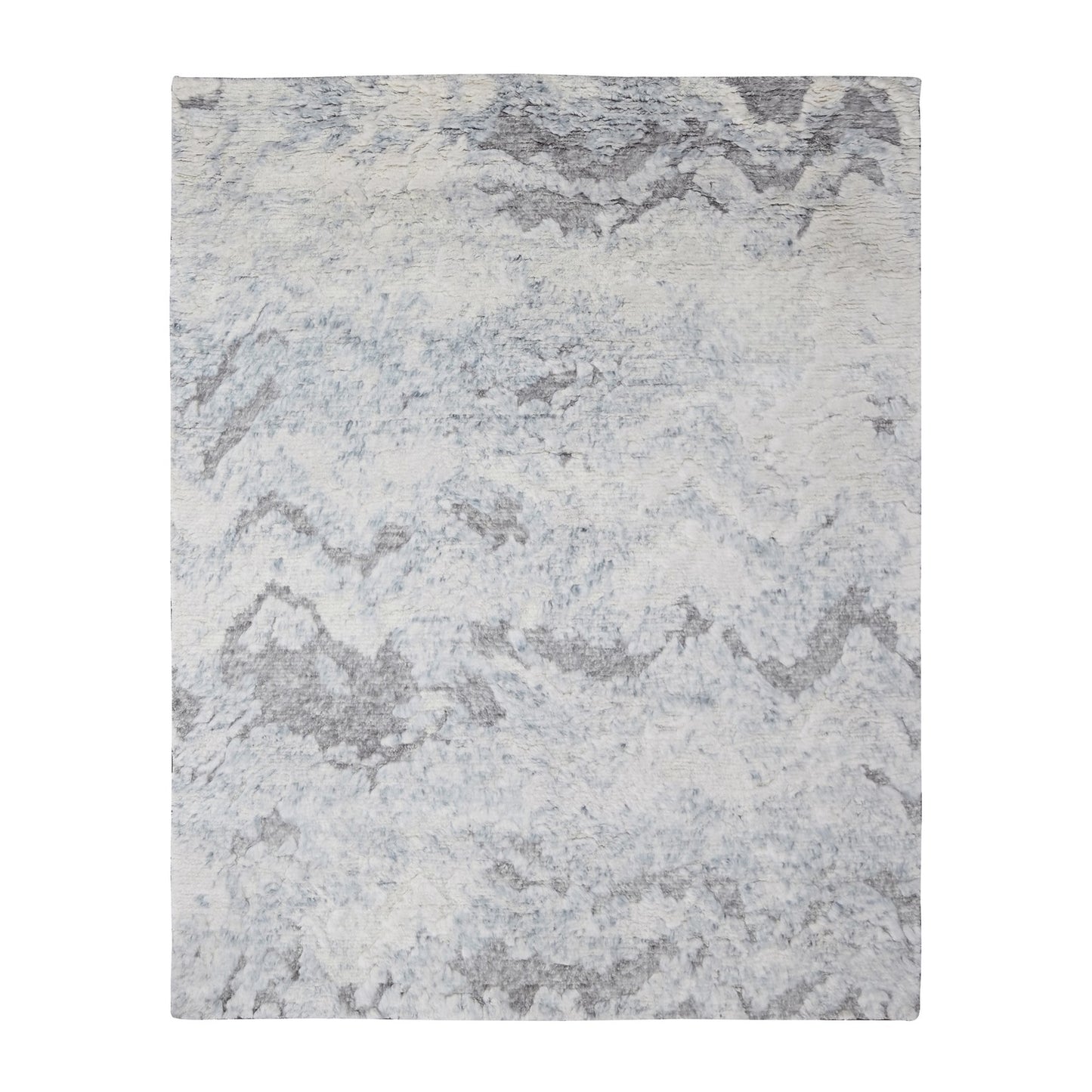 8'X9'10" Ivory Thick & Plush Moroccan Contemporary Wool Hand Knotted Rug