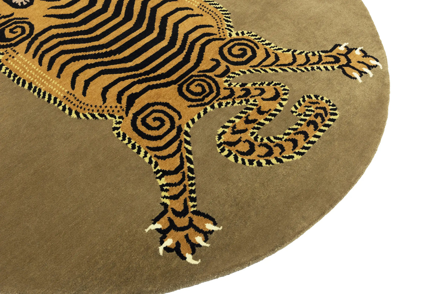 Nepali Round Oriental Rug Tribal Pictorial Style