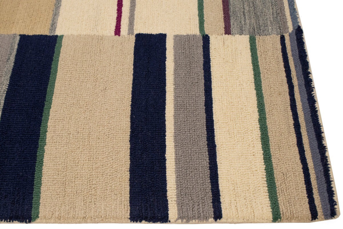 Thick Pile Hand-Tufted Wool Multicolored Stripes