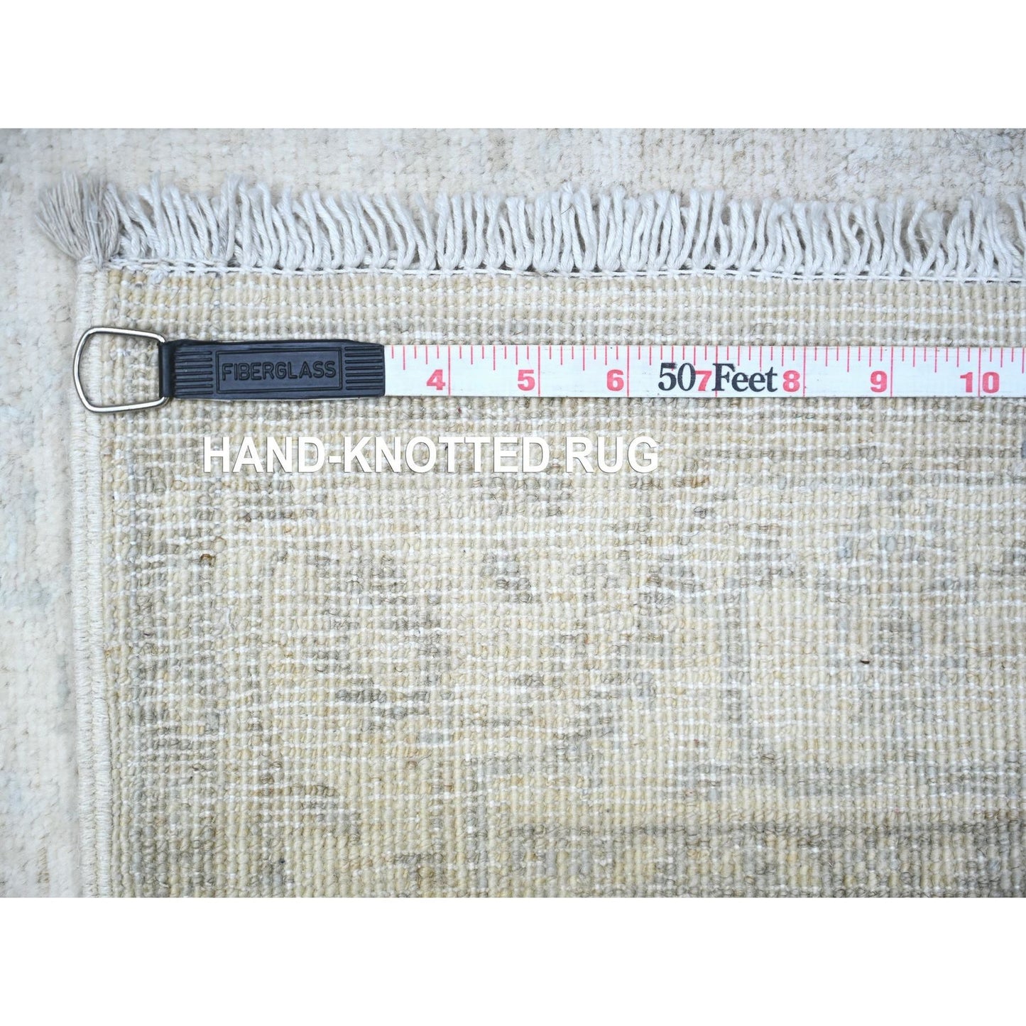 2'6"X5'10" Gray White Wash Peshawar Wool Hand Knotted Runner Rug