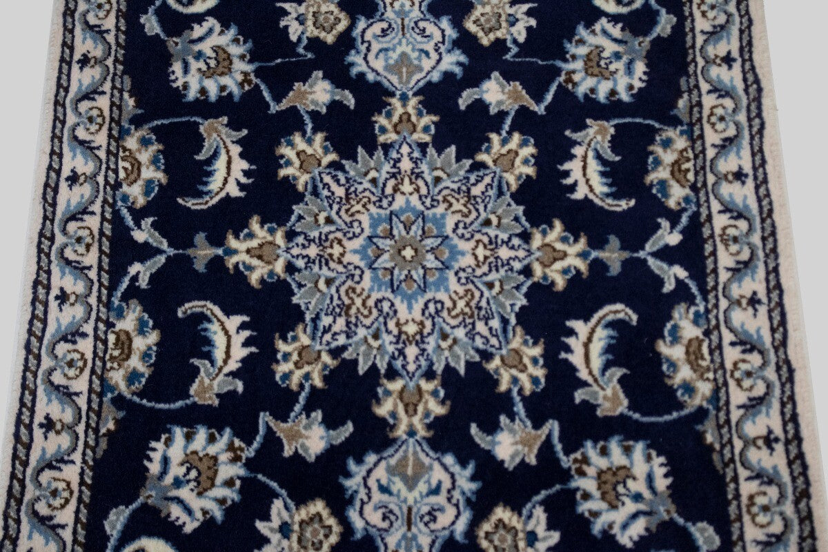Handmade Traditional Navy Thick Pile Rug Small
