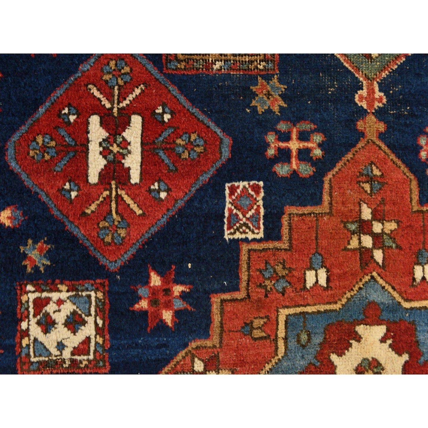 4'1"X5'10" Yale Blue Antique North West Zoroastrian Wool Hand Knotted Rug