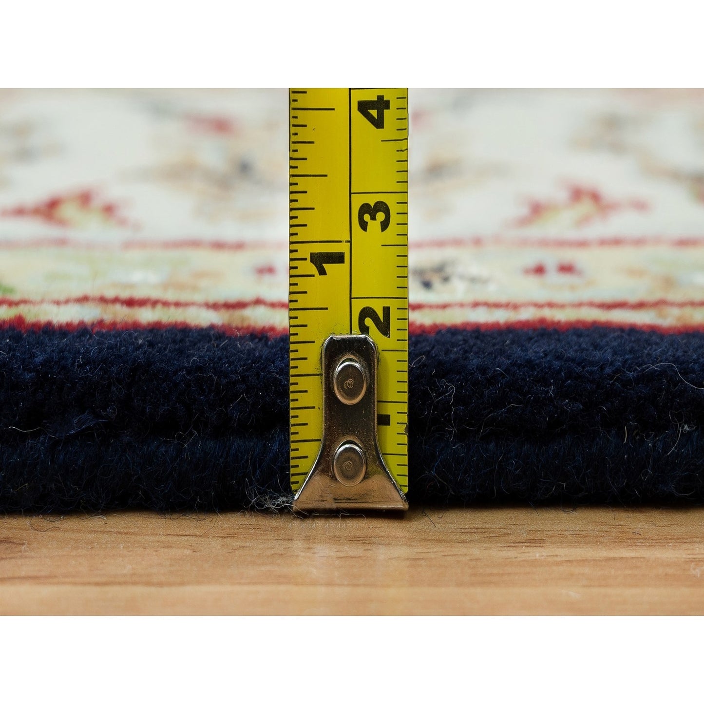 4'10"X7'2" Ombre Blue Hand Knotted Nain Design 250 Kpsi Pure Wool Rug