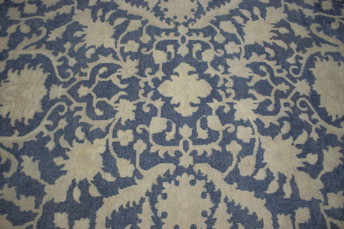 Handmade Wool Oriental Rug Large Slate Blue