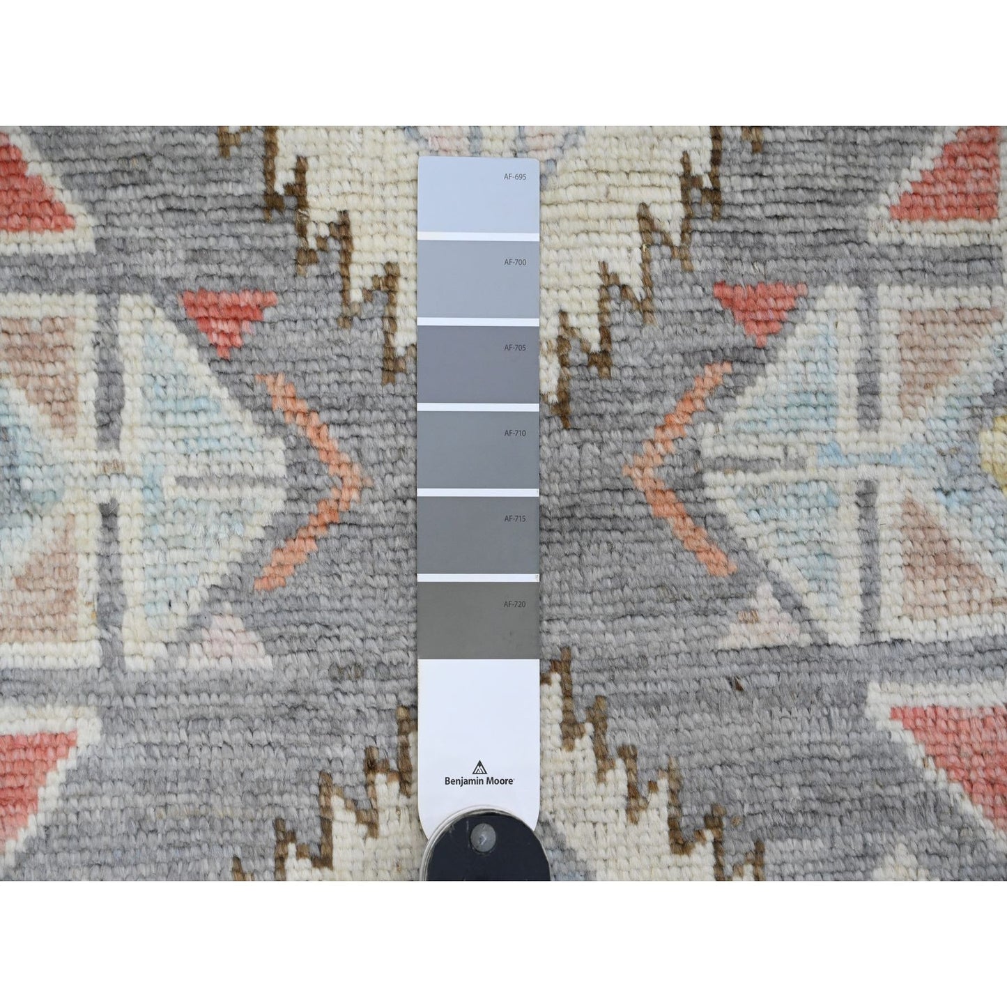 3'X11'6" Gray Anatolian Village Design Hand Knotted Pure Wool Runner Rug