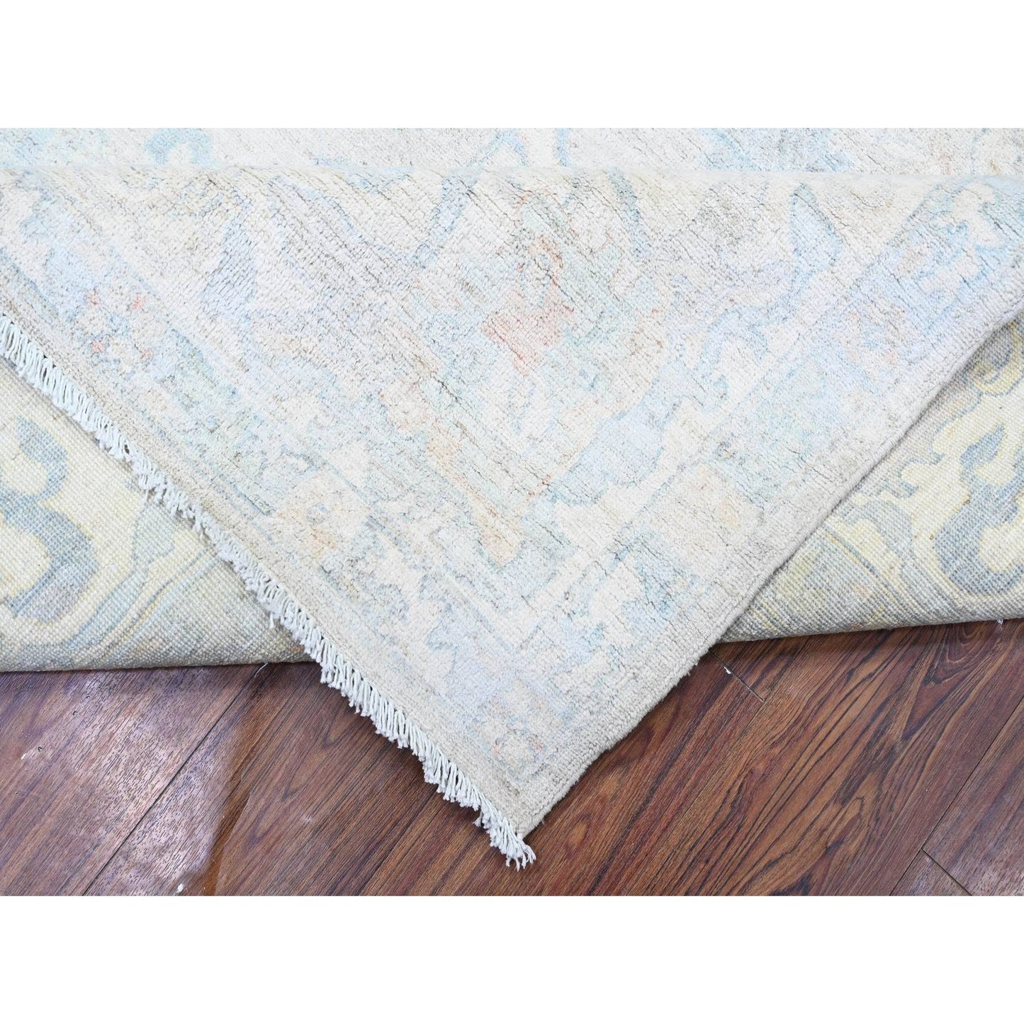 9'9"X13'8" Gray White Wash Peshawar Hand Knotted Natural Wool Rug