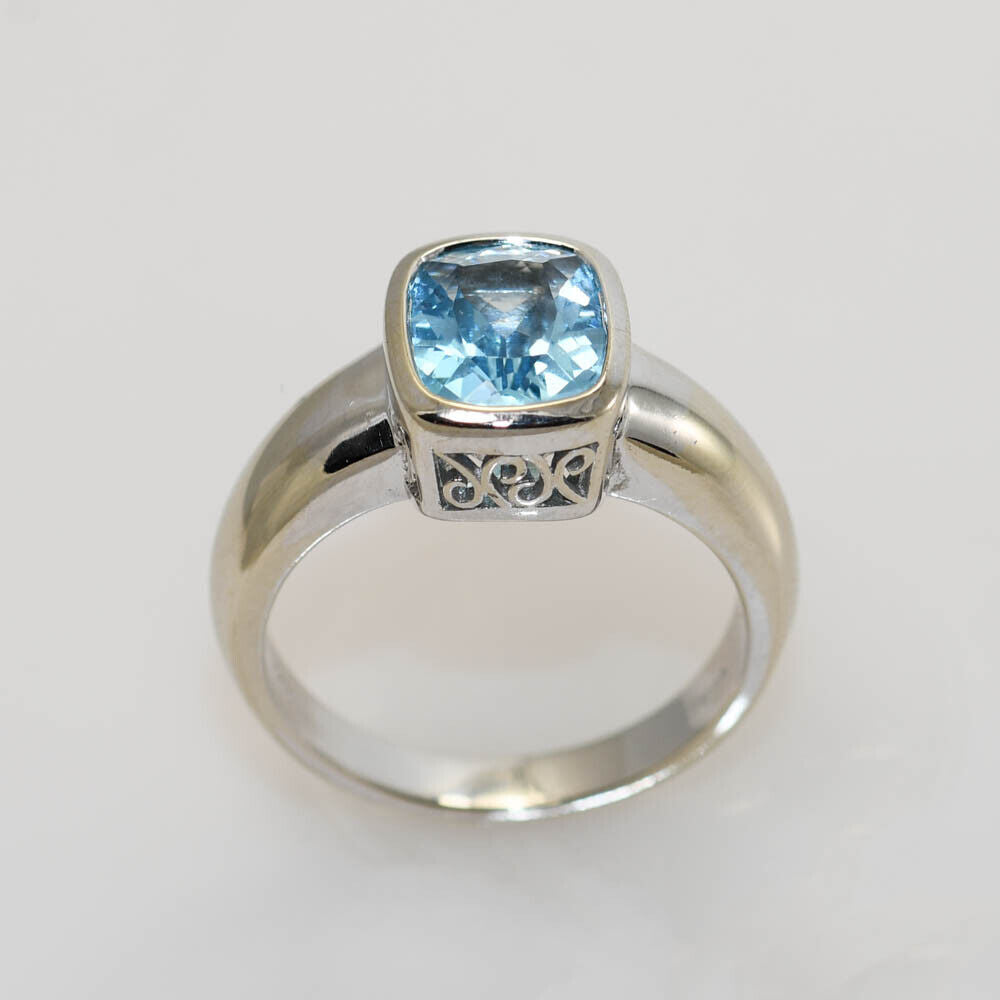 14K White Gold Blue Topaz Ring, 2.50Ct, 6G