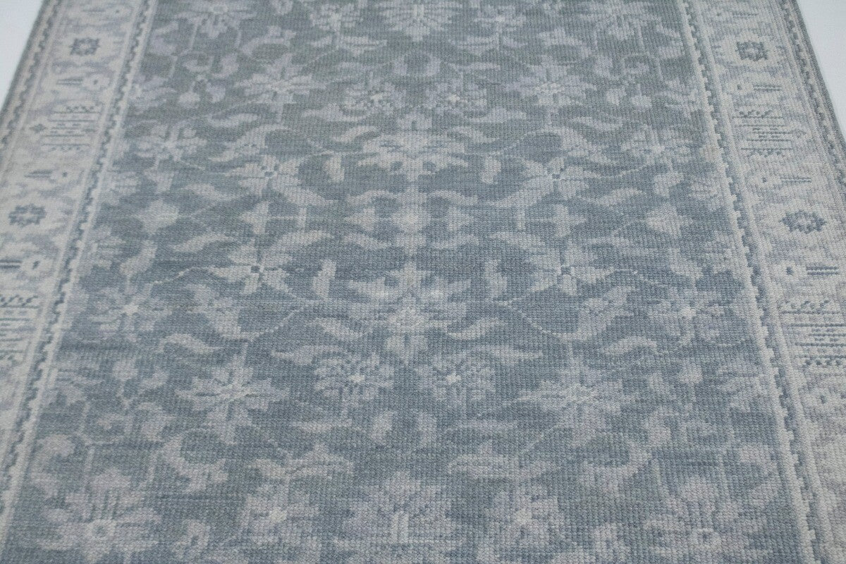 5X8 Ft Hand-Knotted Wool Area Rug Muted