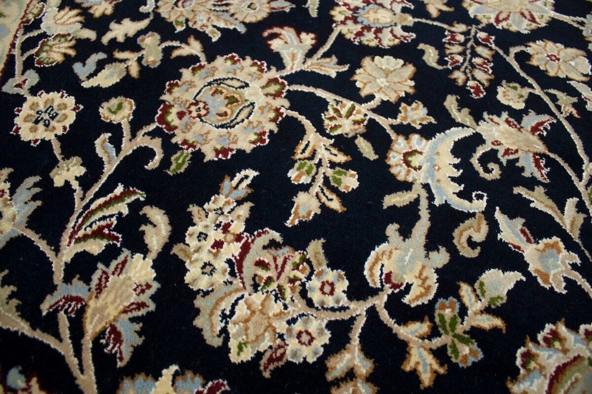 Handmade Indo-Nain Dark Navy Floral Design Round